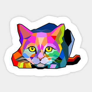 Crouching cat geometric Sticker